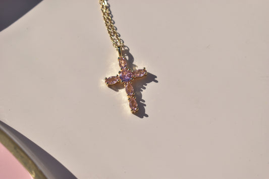 Heavenly Pink Cross Necklace